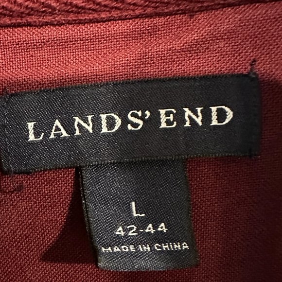 Lands End Pullover Sweater 1/4 Zip Long Sleeve Cotton Knit Burgundy Men Sz Large - Picture 3 of 8